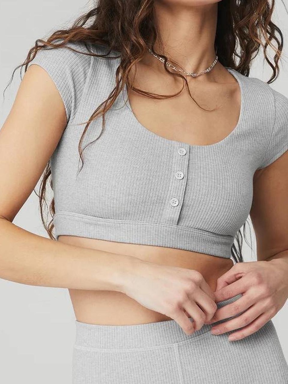 Alo Blissful Henley Bra Top